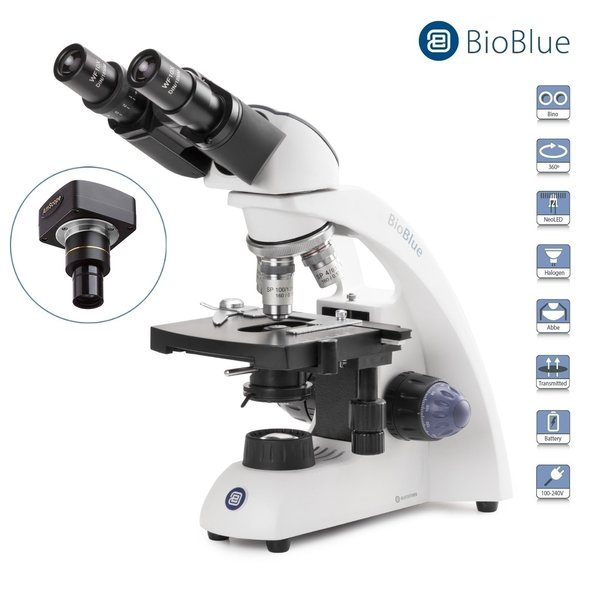 Euromex BioBlue 40X-1600X Binocular Portable Compound Microscope w/ 5MP USB 2 Digital Camera BB4260A-5M